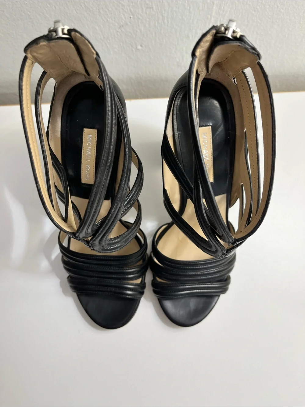Michael Kors Preston Leather Strappy Block Heel Sandals Size 9